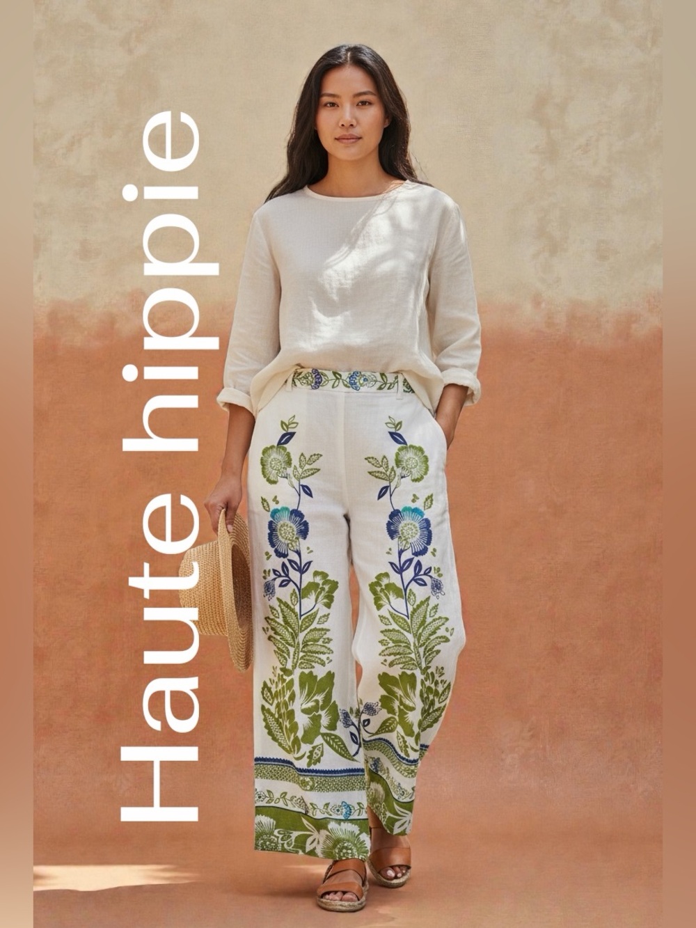 Haute Hippie 🏝️ 100% cotton floral pattern tropical pants colorful 💜💚 large
